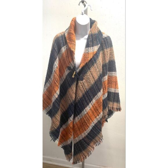 Marc New York Andrew Marc Poncho Multi Colored Leather Toggle Closure. - Picture 1 of 6